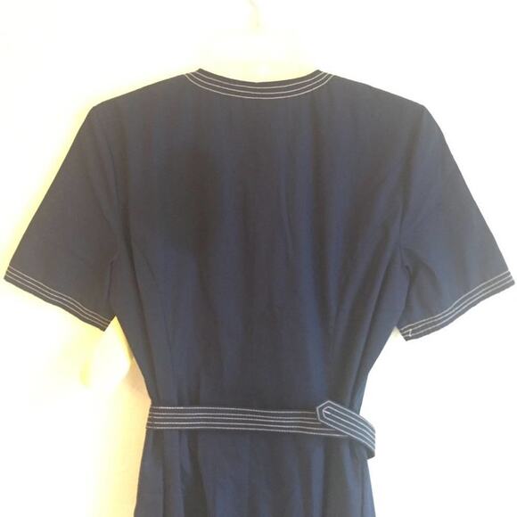 Vintage S Abe Schrader belt dress 1980s Navy blue - Picture 7 of 8